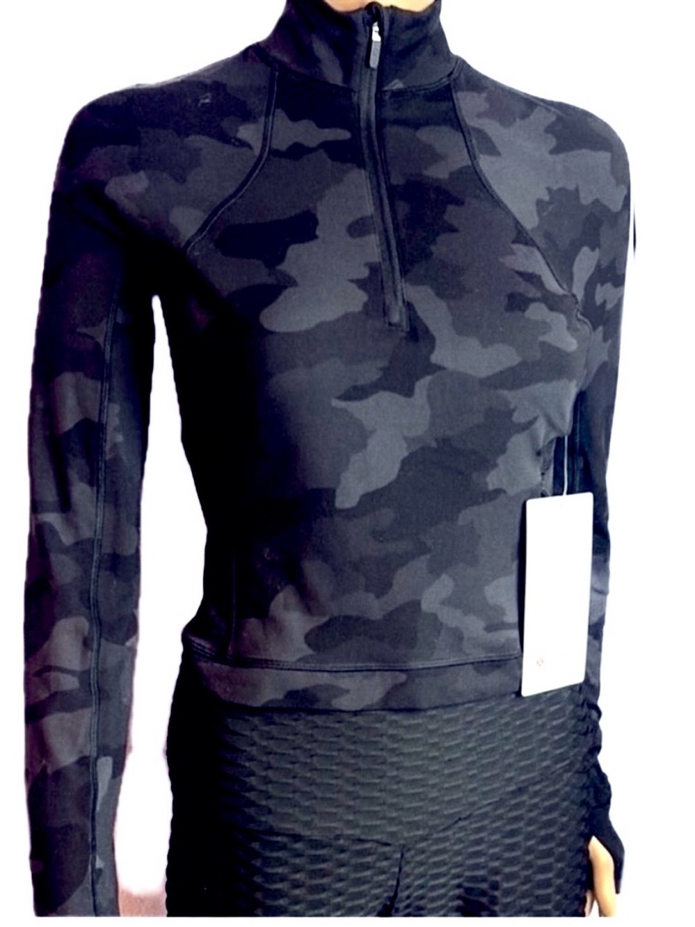 NWT Lululemon IT’S RULU RUN CROPPED 1/2 Zip camouflage gray sweatshirt